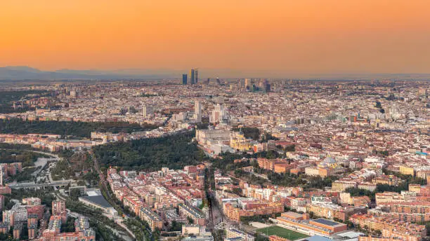 Vista aérea de Madrid, ciudad con mayor concentración de propietarios de vivienda en alquiler de España